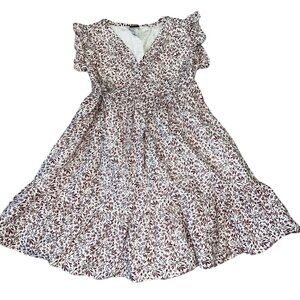Tea Collection Sparkly Burgundy & White Nile Wrap Dress Size 5